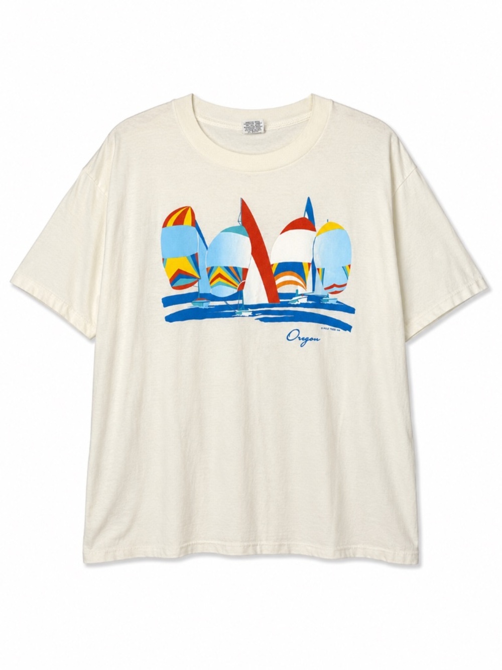 Vintage 80s Oregon Sailboat Tourist Graphic Tee‎ Single Stitch USA XL